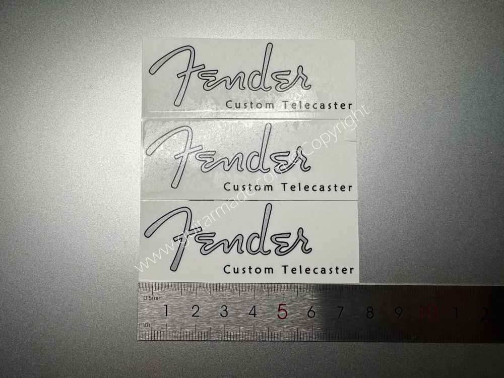 SHIP FROM CHINA !! Silver FENDER Custom Telecaster Guitar Metallic ink Neck Headstock Decals Sticker