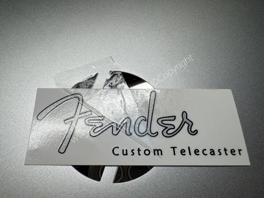 SHIP FROM CHINA !! Silver FENDER Custom Telecaster Guitar Metallic ink Neck Headstock Decals Sticker
