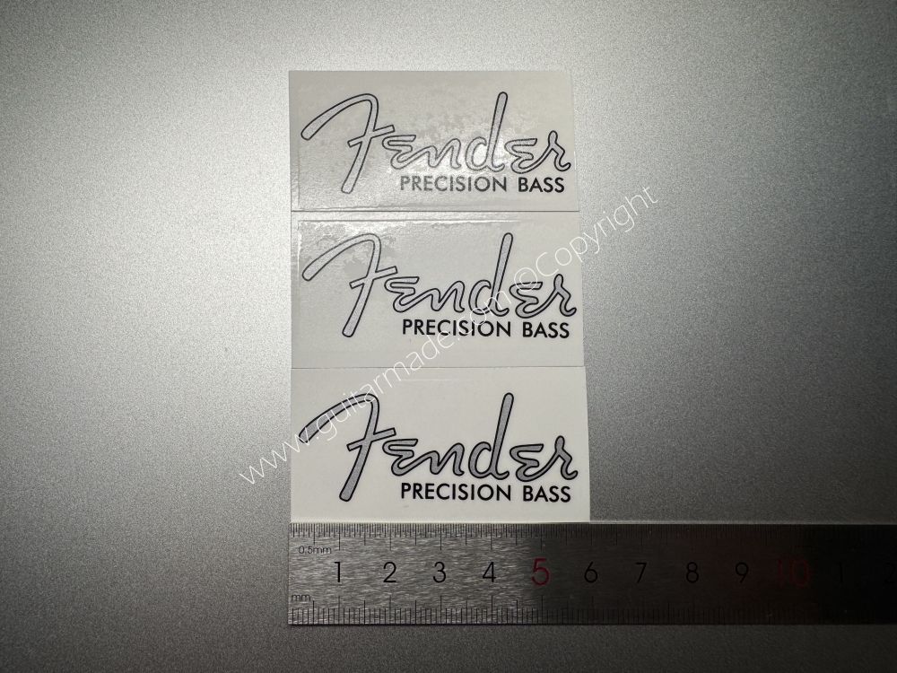 SHIP FROM CHINA !! Silver FENDER PRECISION BASS Guitar Metallic ink Neck Headstock Decals Sticker