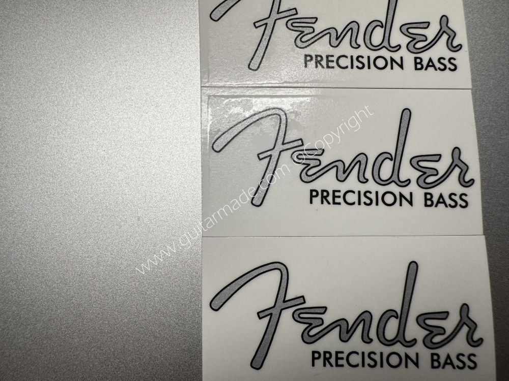 SHIP FROM CHINA !! Silver FENDER PRECISION BASS Guitar Metallic ink Neck Headstock Decals Sticker
