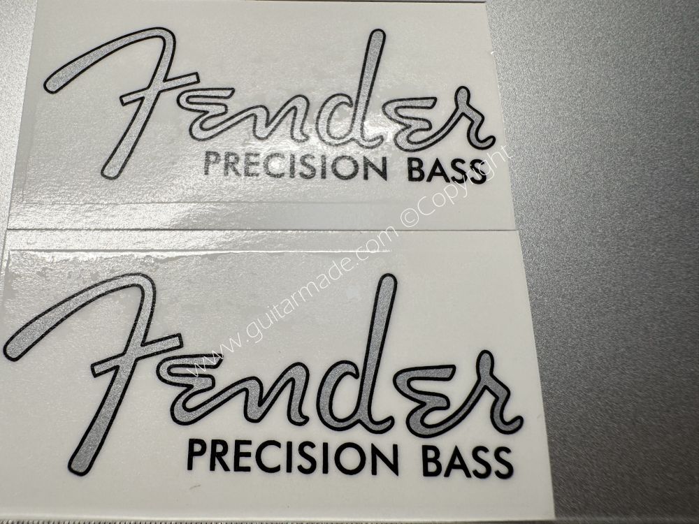 SHIP FROM CHINA !! Silver FENDER PRECISION BASS Guitar Metallic ink Neck Headstock Decals Sticker