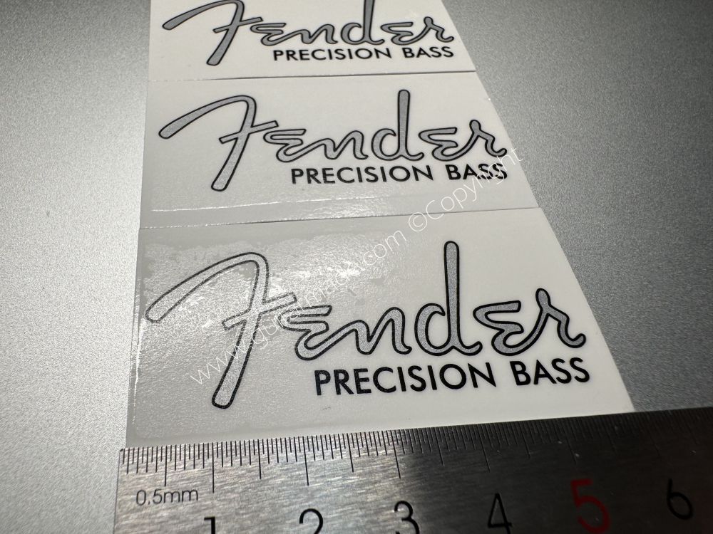 SHIP FROM CHINA !! Silver FENDER PRECISION BASS Guitar Metallic ink Neck Headstock Decals Sticker