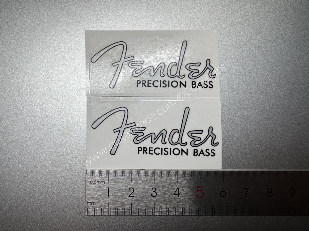 SHIP FROM CHINA !! Silver FENDER PRECISION BASS Guitar Metallic ink Neck Headstock Decals Sticker