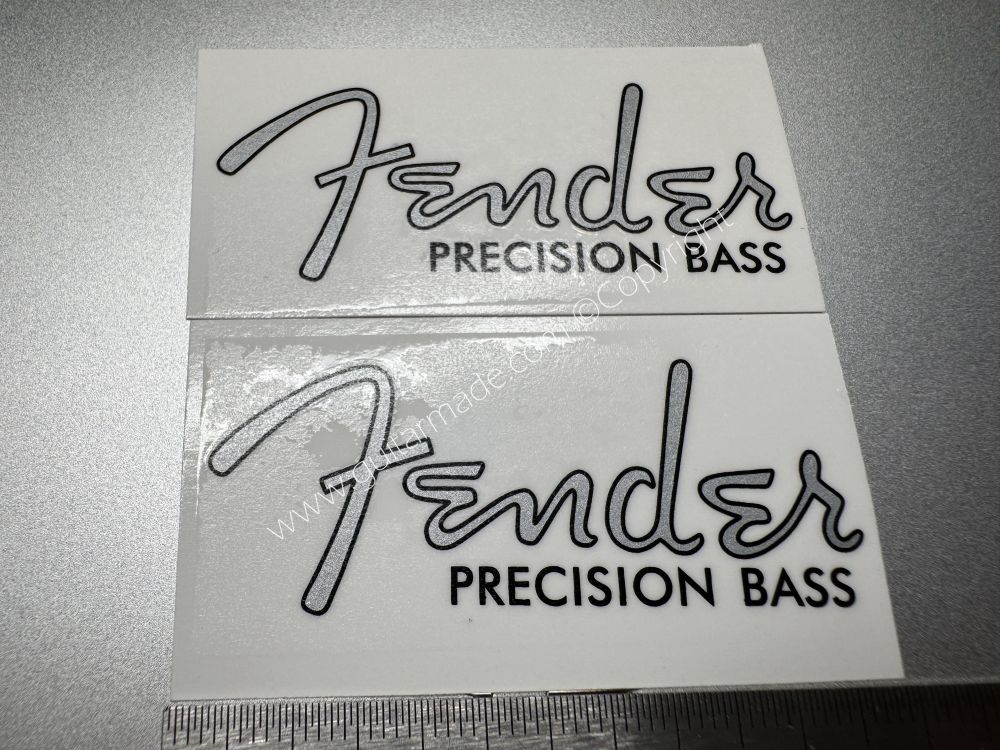 SHIP FROM CHINA !! Silver FENDER PRECISION BASS Guitar Metallic ink Neck Headstock Decals Sticker