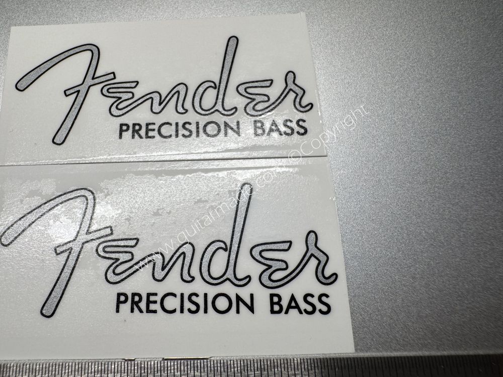 SHIP FROM CHINA !! Silver FENDER PRECISION BASS Guitar Metallic ink Neck Headstock Decals Sticker