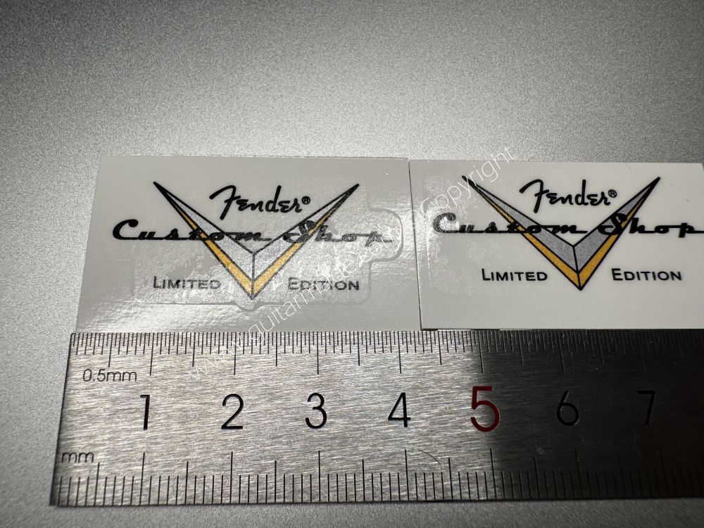 SHIP FROM CHINA !! FENDER LIMITED EDITION Custom Shop V Guitar Metallic ink Neck Headstock Decals Sticker