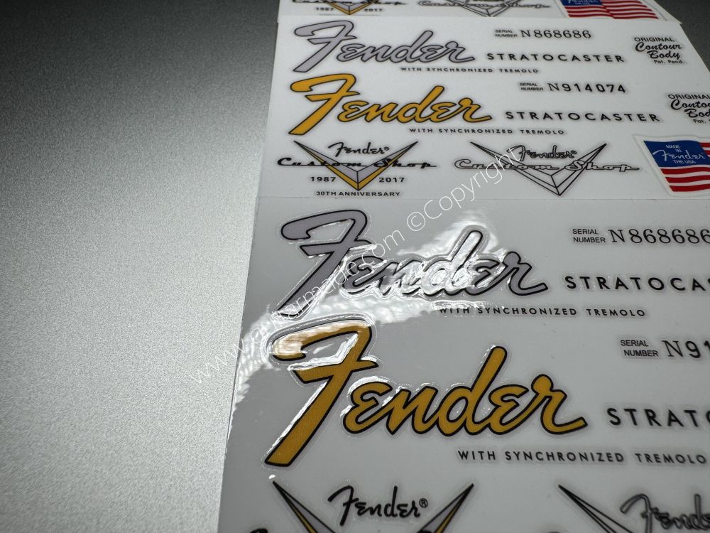 SHIP FROM CHINA !! FENDER STRATOCASTER MADE IN USA MEXICO GUITARS Guitar VINLY Neck Headstock Decals Sticker