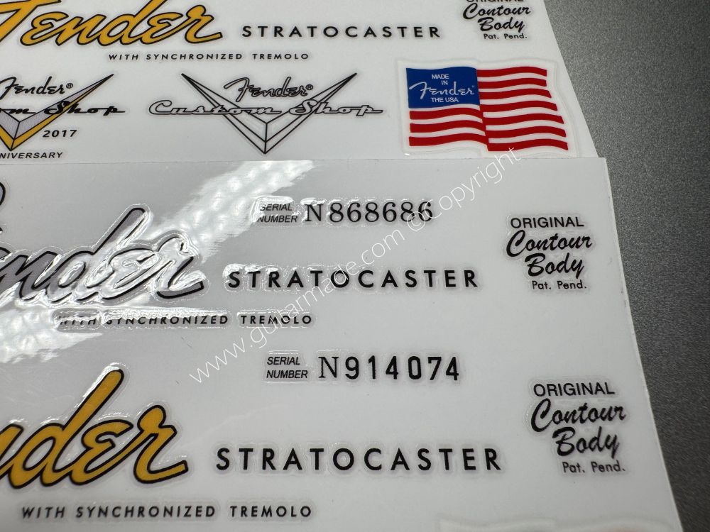 SHIP FROM CHINA !! FENDER STRATOCASTER MADE IN USA MEXICO GUITARS Guitar VINLY Neck Headstock Decals Sticker