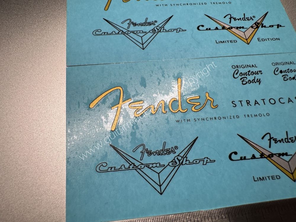 SHIP FROM CHINA !! SILVER FENDER STRATOCASTER Guitar Metallic ink Neck Headstock Decals Sticker