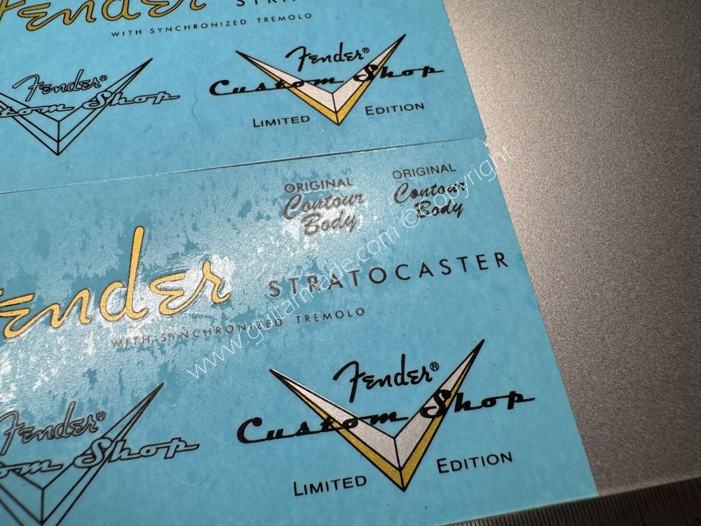 SHIP FROM CHINA !! SILVER FENDER STRATOCASTER Guitar Metallic ink Neck Headstock Decals Sticker