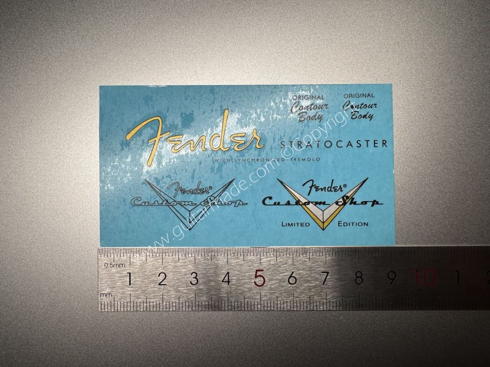 SHIP FROM CHINA !! SILVER FENDER STRATOCASTER Guitar Metallic ink Neck Headstock Decals Sticker