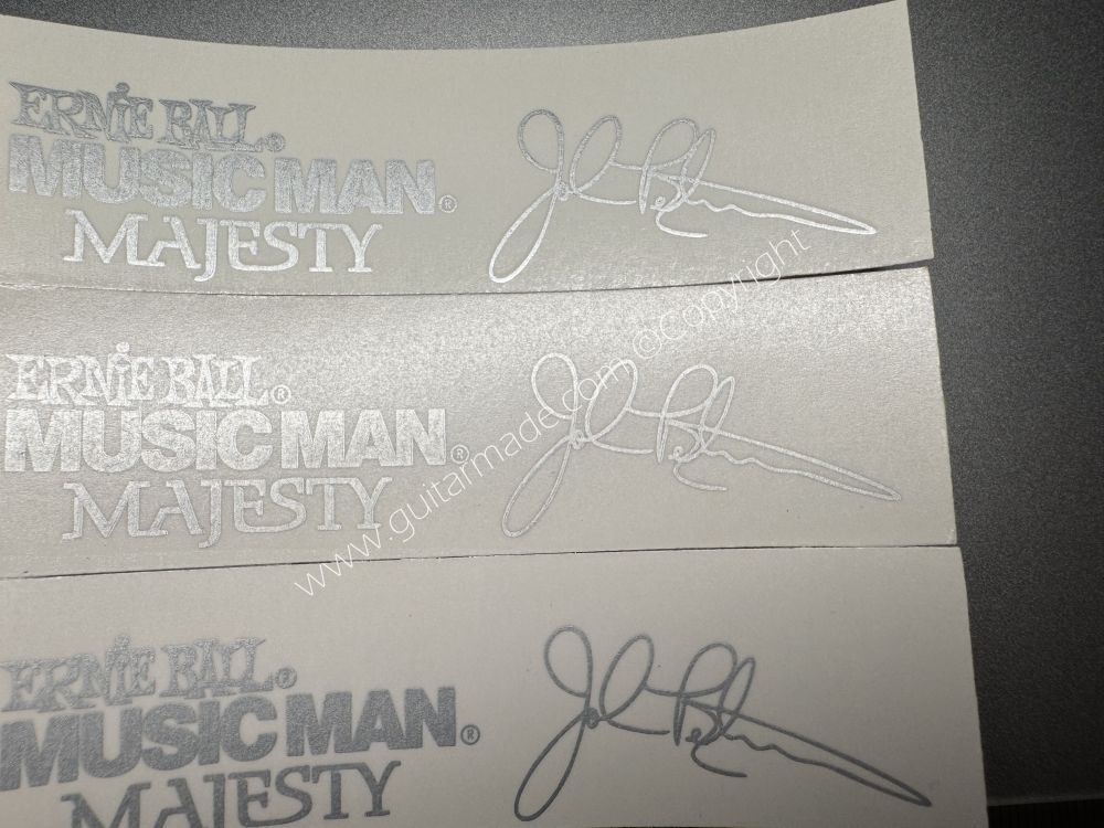 SHIP FROM CHINA !! ERNIE BALL MUSICMAN MAJESTY Guitar Metallic ink Neck Headstock Decals Sticker