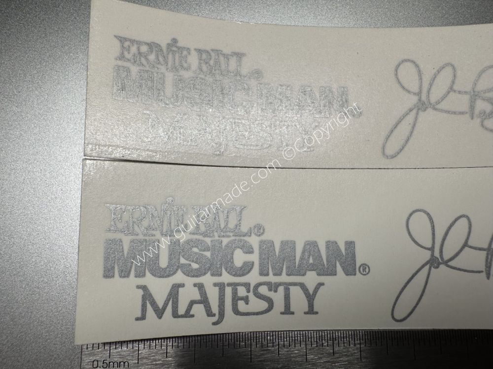 SHIP FROM CHINA !! ERNIE BALL MUSICMAN MAJESTY Guitar Metallic ink Neck Headstock Decals Sticker