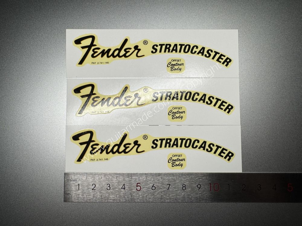 SHIP FROM CHINA !! RETRO FENDER STRATOCASTER BASS Guitar Metallic ink Neck Headstock Decals Sticker 028