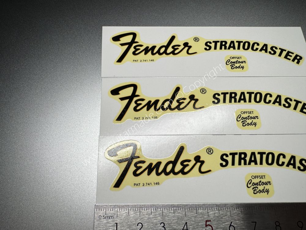 SHIP FROM CHINA !! RETRO FENDER STRATOCASTER BASS Guitar Metallic ink Neck Headstock Decals Sticker 028