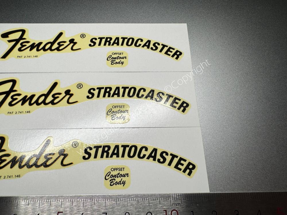 SHIP FROM CHINA !! RETRO FENDER STRATOCASTER BASS Guitar Metallic ink Neck Headstock Decals Sticker 028