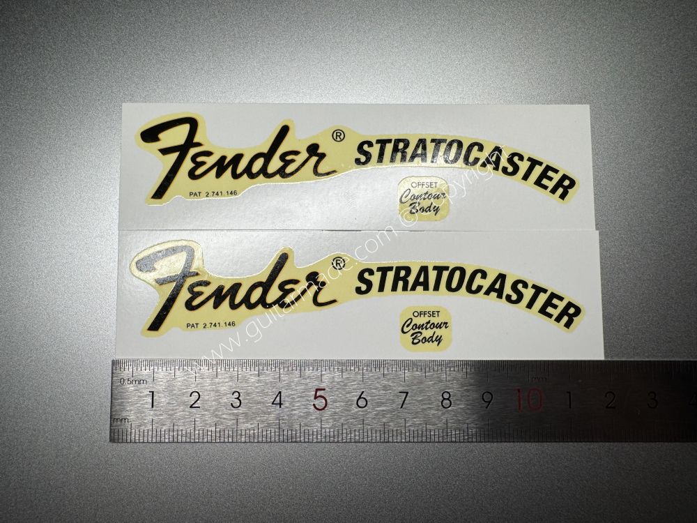 SHIP FROM CHINA !! RETRO FENDER STRATOCASTER BASS Guitar Metallic ink Neck Headstock Decals Sticker 028