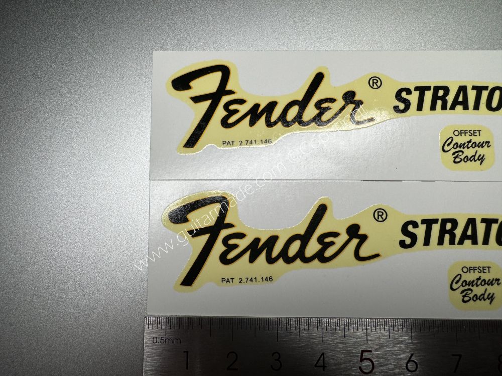 SHIP FROM CHINA !! RETRO FENDER STRATOCASTER BASS Guitar Metallic ink Neck Headstock Decals Sticker 028