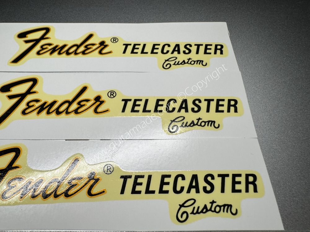 SHIP FROM CHINA !! RETRO FENDER TELECASTER CUSTOM BASS Guitar Metallic ink Neck Headstock Decals Sticker 028