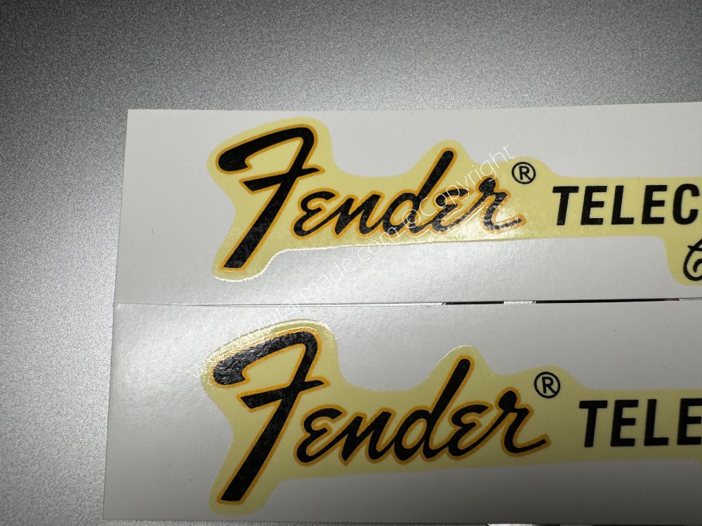 SHIP FROM CHINA !! RETRO FENDER TELECASTER CUSTOM BASS Guitar Metallic ink Neck Headstock Decals Sticker 028