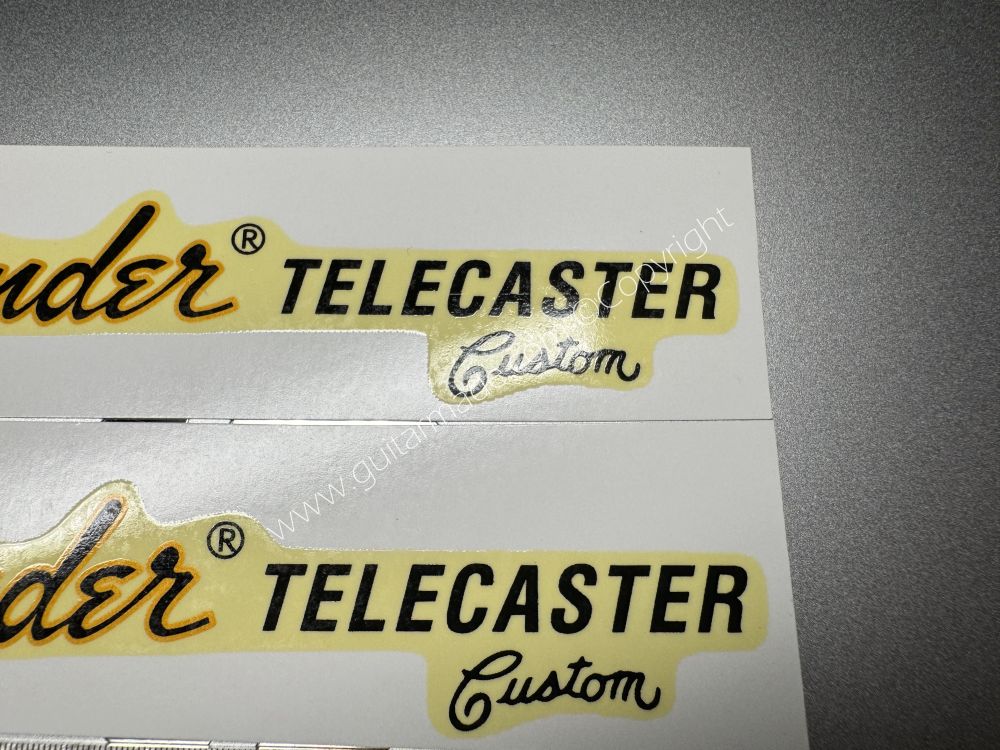 SHIP FROM CHINA !! RETRO FENDER TELECASTER CUSTOM BASS Guitar Metallic ink Neck Headstock Decals Sticker 028