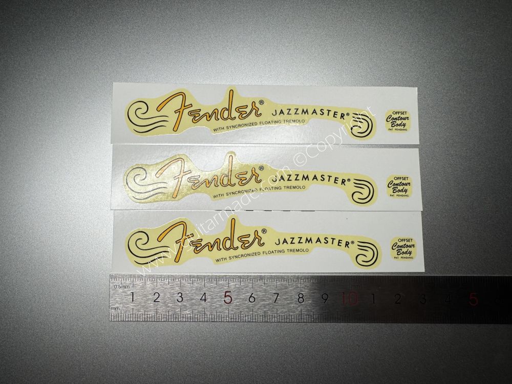 SHIP FROM CHINA !! RETRO FENDER JAZZMASTER BASS Guitar Metallic ink Neck Headstock Decals Sticker 028