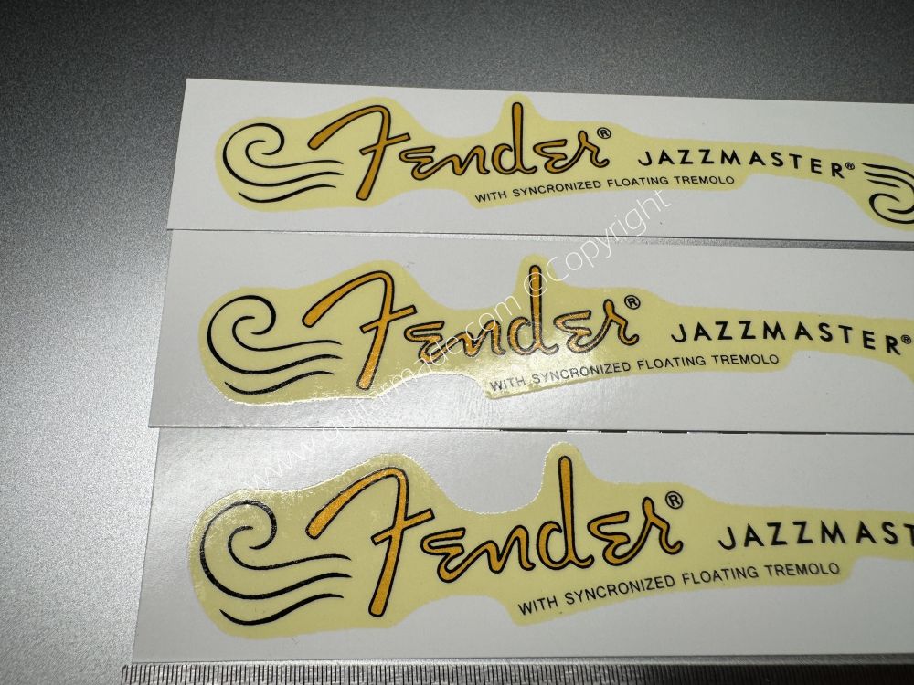 SHIP FROM CHINA !! RETRO FENDER JAZZMASTER BASS Guitar Metallic ink Neck Headstock Decals Sticker 028