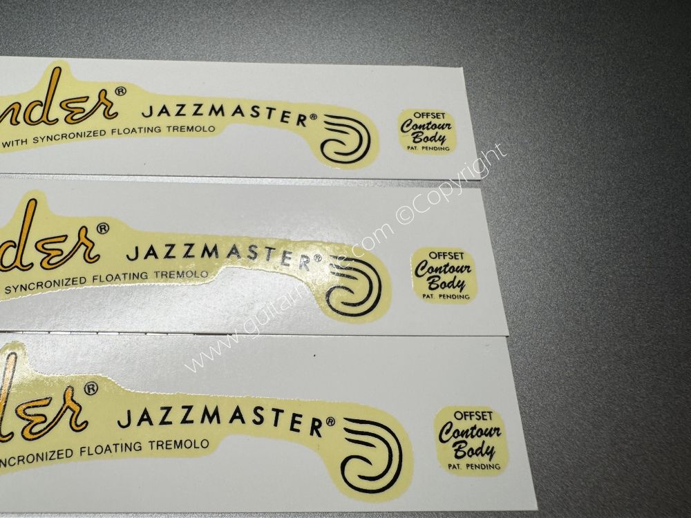 SHIP FROM CHINA !! RETRO FENDER JAZZMASTER BASS Guitar Metallic ink Neck Headstock Decals Sticker 028