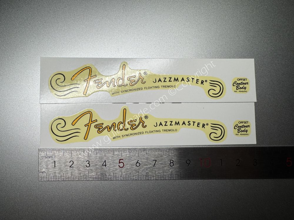 SHIP FROM CHINA !! RETRO FENDER JAZZMASTER BASS Guitar Metallic ink Neck Headstock Decals Sticker 028
