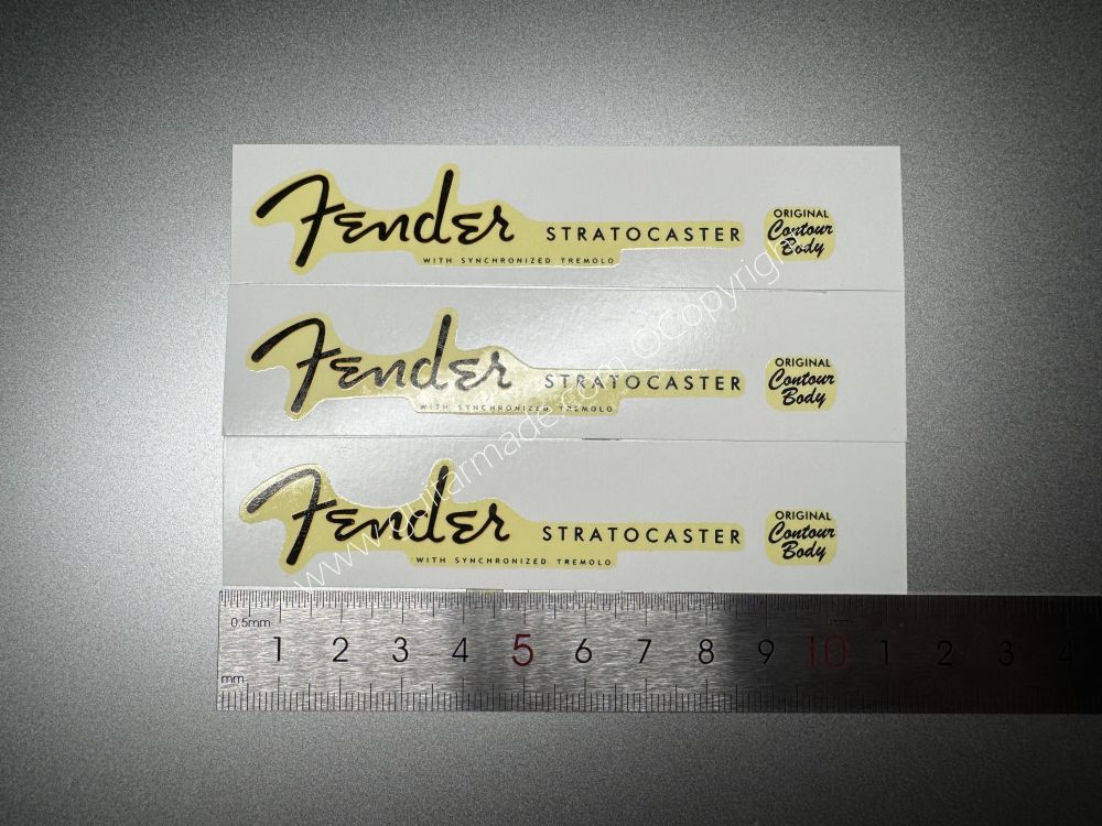 SHIP FROM CHINA !! RETRO FENDER STRATOCASTER BASS Guitar Metallic ink Neck Headstock Decals Sticker 028
