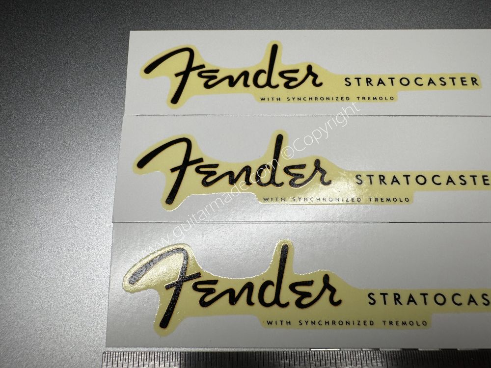 SHIP FROM CHINA !! RETRO FENDER STRATOCASTER BASS Guitar Metallic ink Neck Headstock Decals Sticker 028
