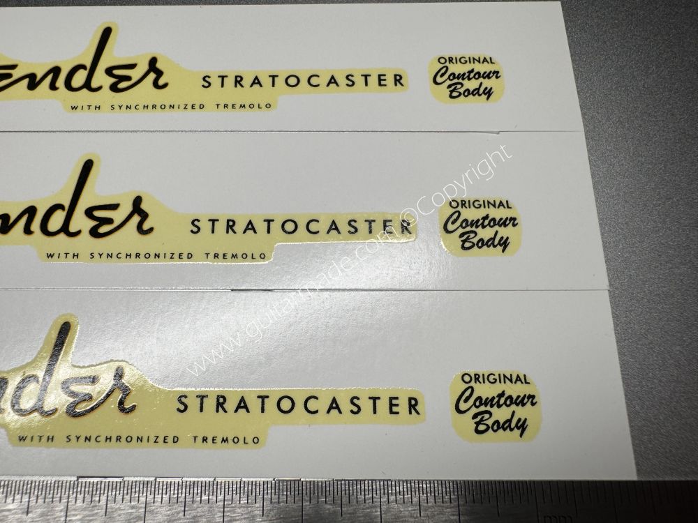 SHIP FROM CHINA !! RETRO FENDER STRATOCASTER BASS Guitar Metallic ink Neck Headstock Decals Sticker 028