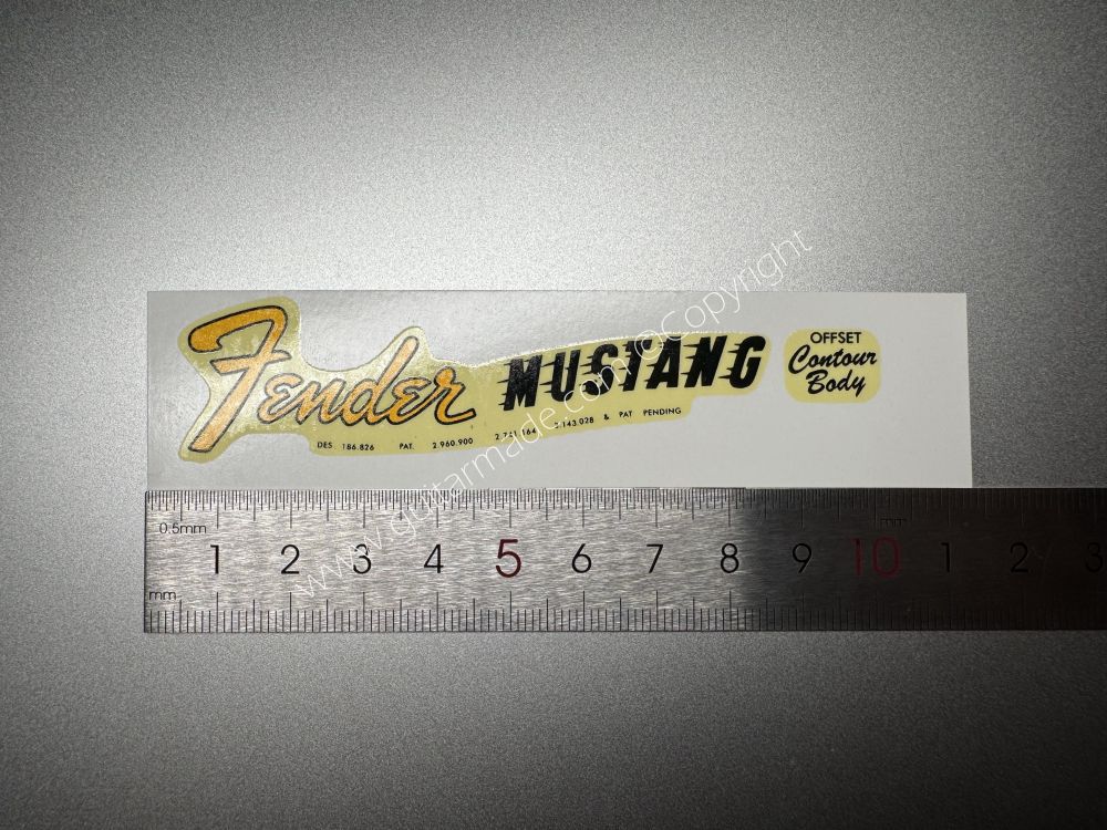 SHIP FROM CHINA !! RETRO FENDER MUSTANG BASS Guitar Metallic ink Neck Headstock Decals Sticker 028