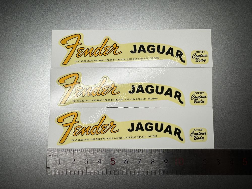 SHIP FROM CHINA !! RETRO FENDER JAGUAR BASS Guitar Metallic ink Neck Headstock Decals Sticker 028