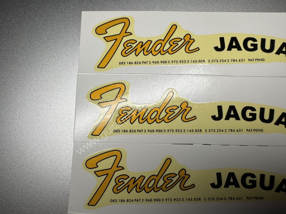 SHIP FROM CHINA !! RETRO FENDER JAGUAR BASS Guitar Metallic ink Neck Headstock Decals Sticker 028