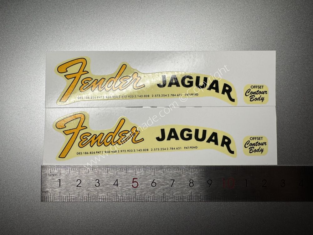 SHIP FROM CHINA !! RETRO FENDER JAGUAR BASS Guitar Metallic ink Neck Headstock Decals Sticker 028