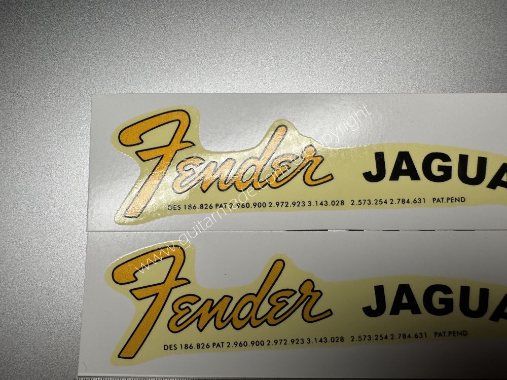 SHIP FROM CHINA !! RETRO FENDER JAGUAR BASS Guitar Metallic ink Neck Headstock Decals Sticker 028