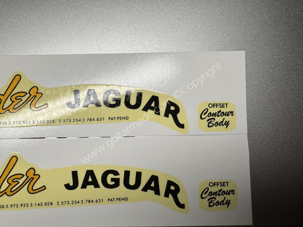 SHIP FROM CHINA !! RETRO FENDER JAGUAR BASS Guitar Metallic ink Neck Headstock Decals Sticker 028