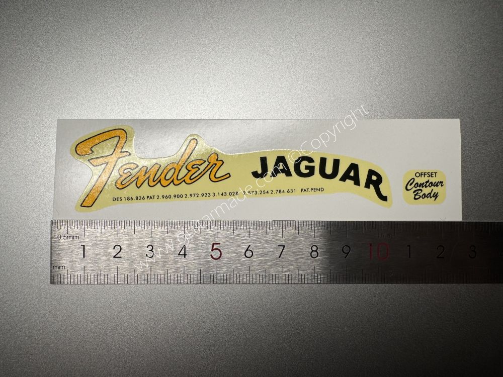 SHIP FROM CHINA !! RETRO FENDER JAGUAR BASS Guitar Metallic ink Neck Headstock Decals Sticker 028