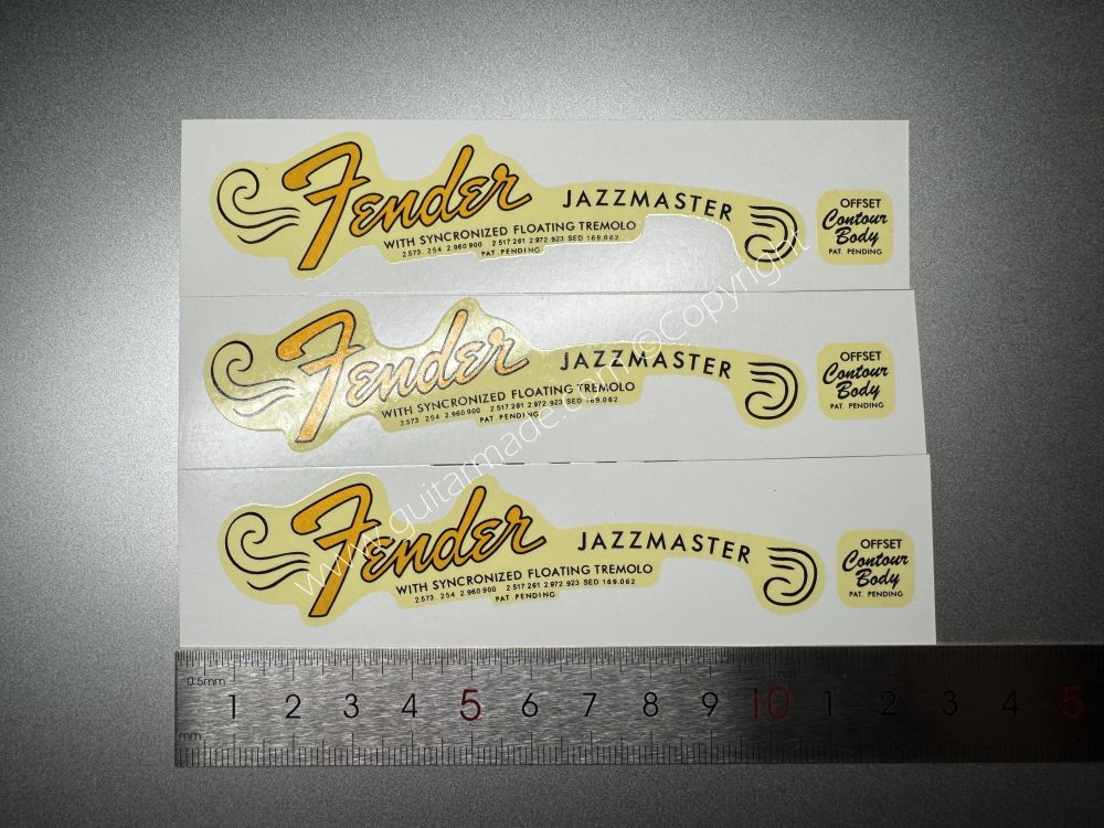 SHIP FROM CHINA !! RETRO FENDER JAZZMASTER BASS Guitar Metallic ink Neck Headstock Decals Sticker 028