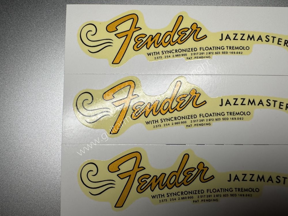 SHIP FROM CHINA !! RETRO FENDER JAZZMASTER BASS Guitar Metallic ink Neck Headstock Decals Sticker 028
