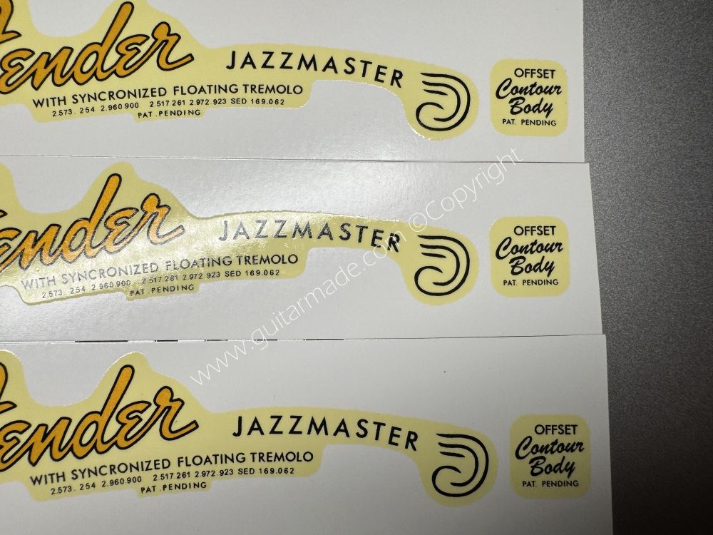 SHIP FROM CHINA !! RETRO FENDER JAZZMASTER BASS Guitar Metallic ink Neck Headstock Decals Sticker 028
