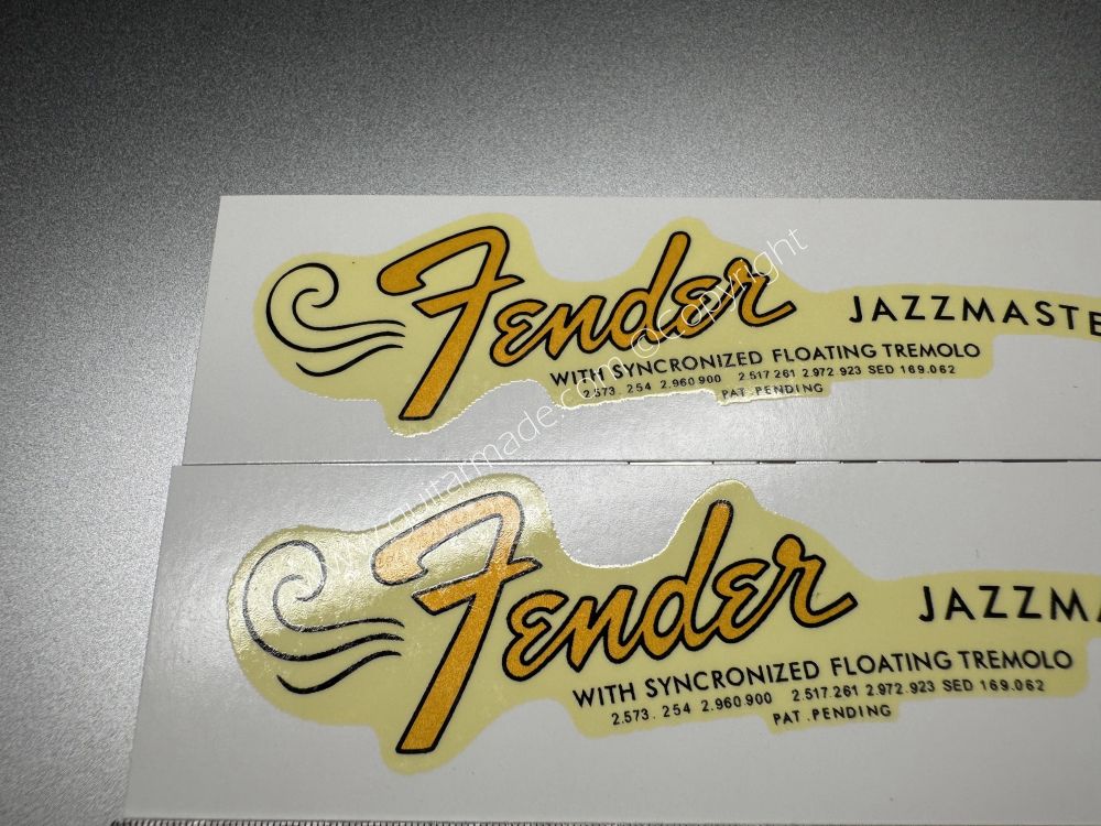 SHIP FROM CHINA !! RETRO FENDER JAZZMASTER BASS Guitar Metallic ink Neck Headstock Decals Sticker 028