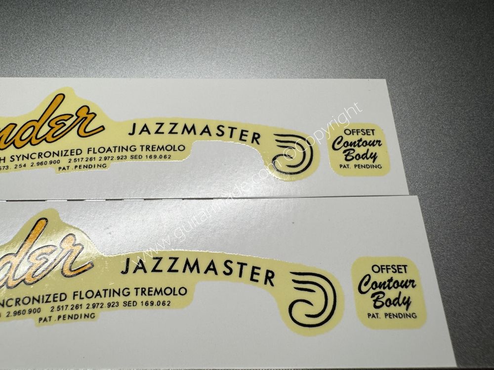 SHIP FROM CHINA !! RETRO FENDER JAZZMASTER BASS Guitar Metallic ink Neck Headstock Decals Sticker 028