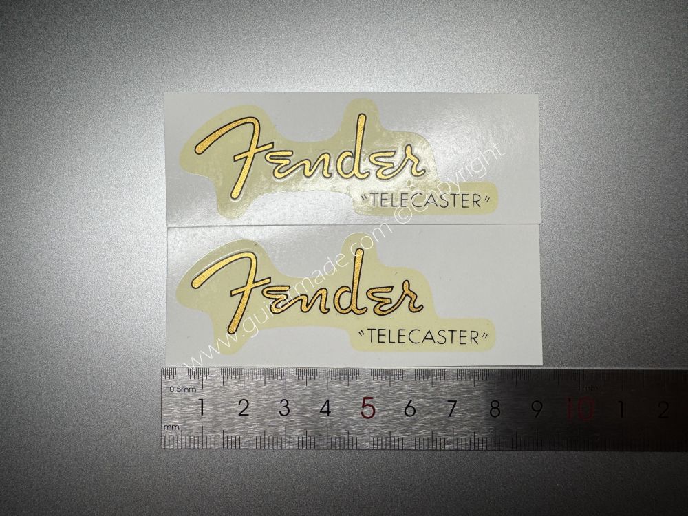 SHIP FROM CHINA !! RETRO FENDER TELECASTER BASS Guitar Metallic ink Neck Headstock Decals Sticker 028