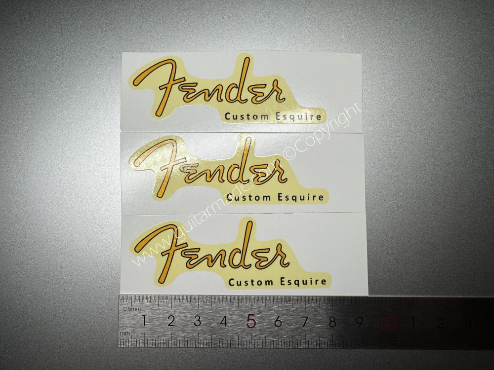 SHIP FROM CHINA !! RETRO FENDER CUSTOM ESQUIRE BASS Guitar Metallic ink Neck Headstock Decals Sticker 028