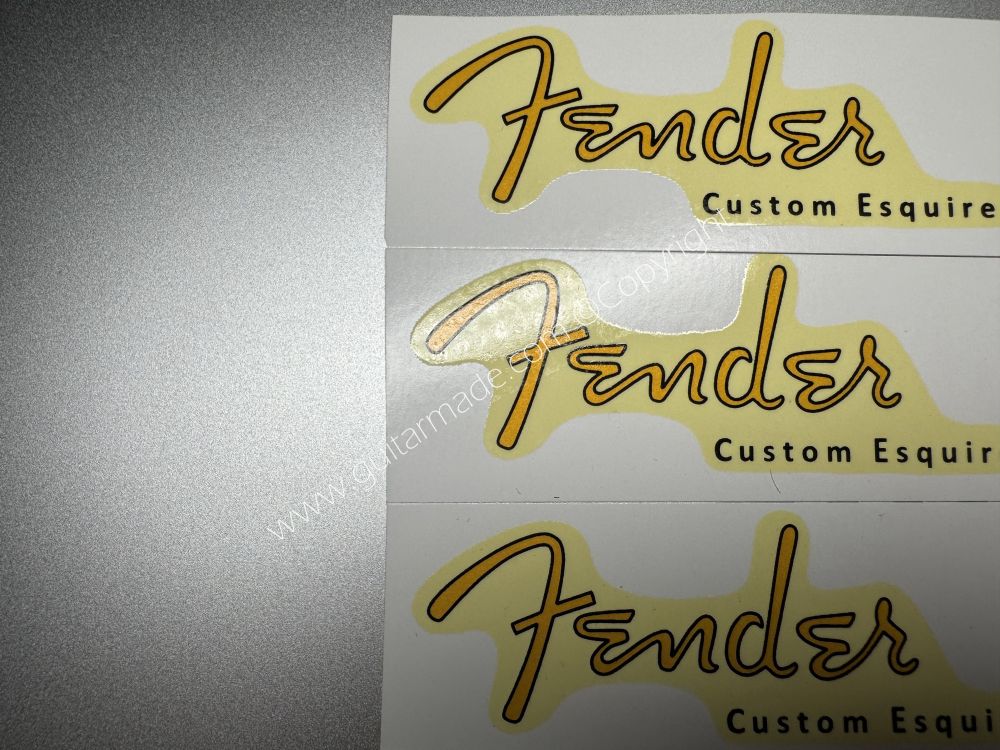 SHIP FROM CHINA !! RETRO FENDER CUSTOM ESQUIRE BASS Guitar Metallic ink Neck Headstock Decals Sticker 028