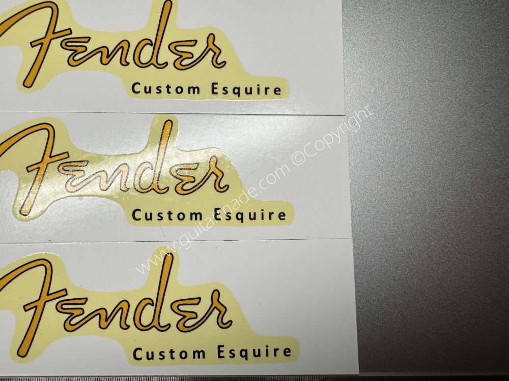 SHIP FROM CHINA !! RETRO FENDER CUSTOM ESQUIRE BASS Guitar Metallic ink Neck Headstock Decals Sticker 028