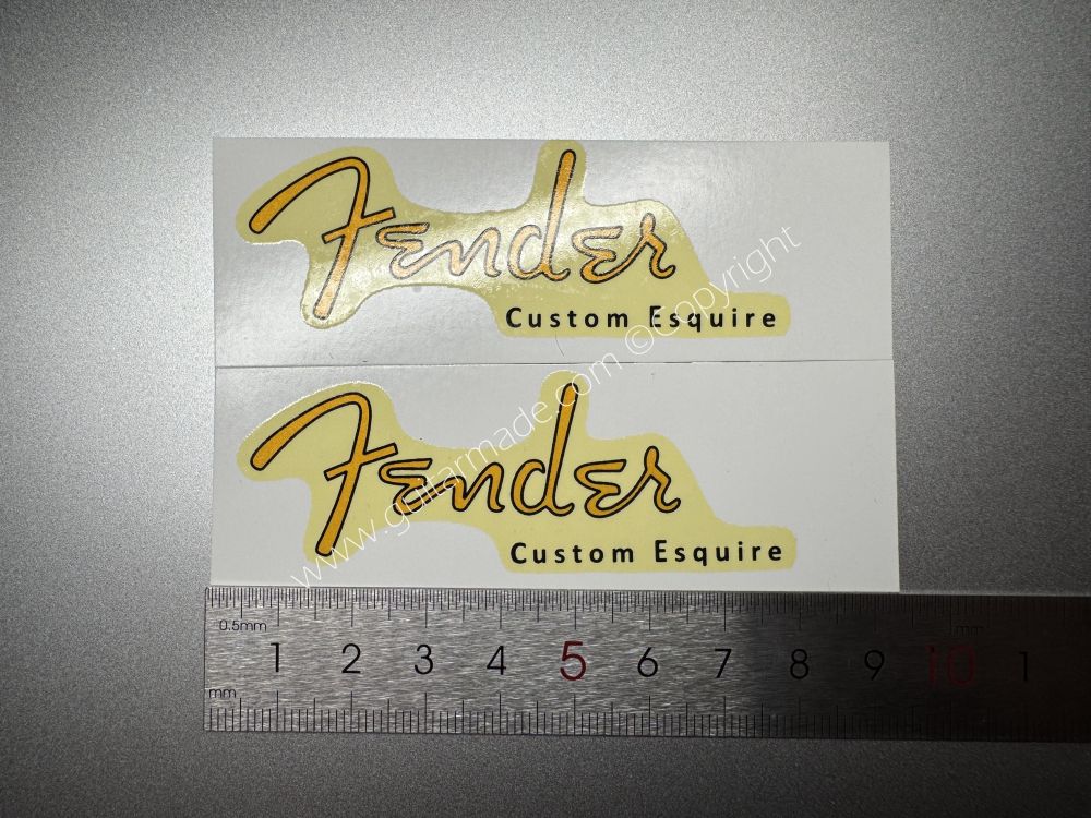 SHIP FROM CHINA !! RETRO FENDER CUSTOM ESQUIRE BASS Guitar Metallic ink Neck Headstock Decals Sticker 028