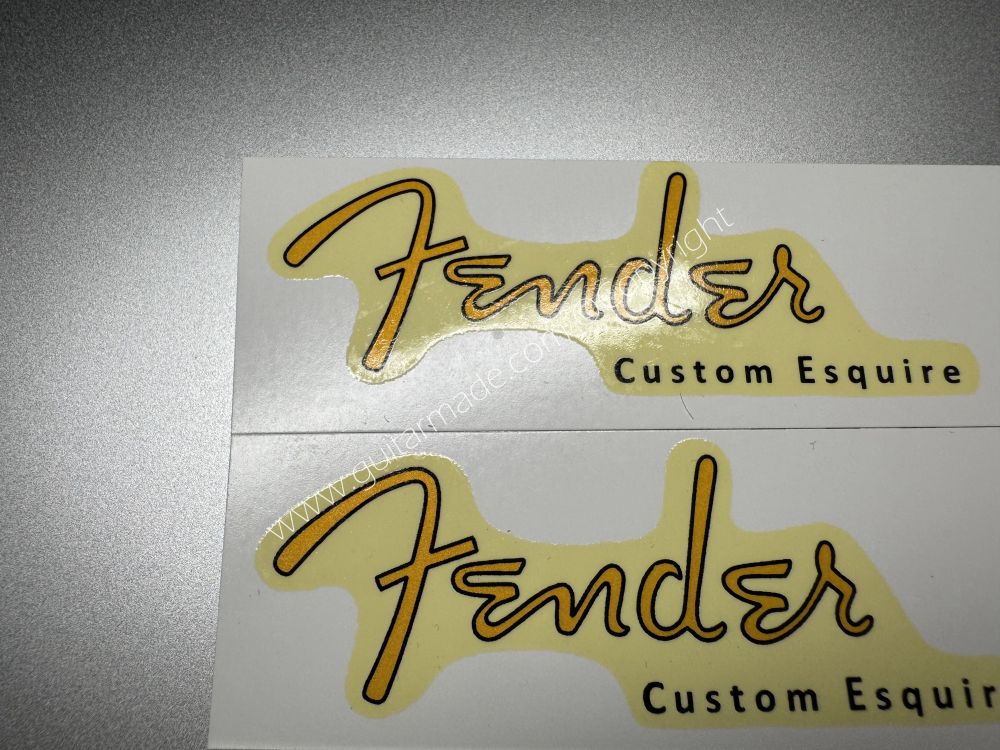 SHIP FROM CHINA !! RETRO FENDER CUSTOM ESQUIRE BASS Guitar Metallic ink Neck Headstock Decals Sticker 028